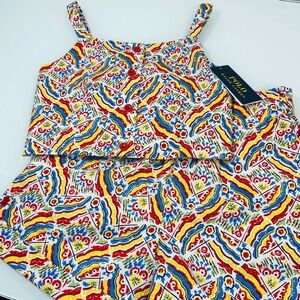 Polo Ralph Lauren Girls 8 Riviera 2-Piece Top and Shorts Set NEW Cotton Boho